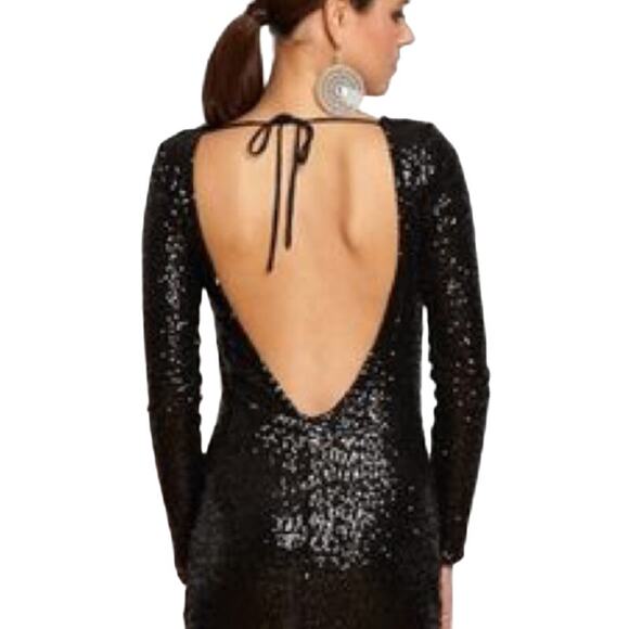 La Cite V-Back Sequin Mini Dress Black Medium - Picture 4 of 12